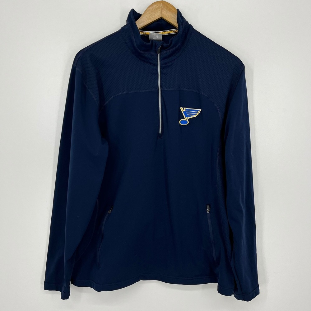 Levelwear St Louis Blues NHL Mens Navy Blue Honeycomb Quarter Zip Pullover L